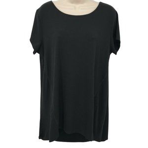 Serena Williams Womens Short Sleeves Oversized Knit Black Tunic Blouse Top Sz M